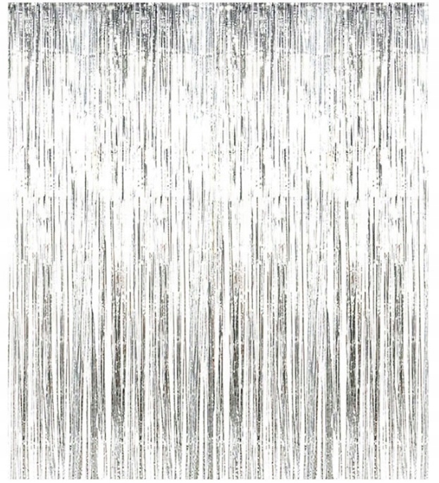 KURTYNA DEKORACYJNA srebrna 100X200CM PARTY ŚLUB