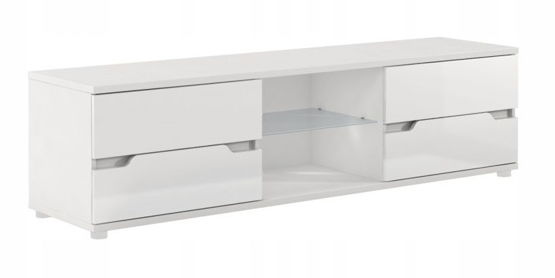 Alaska Szafka RTV stolik pod tv biały wysoki połysk +LED