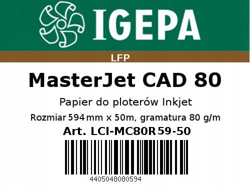 

Premium Papier do plotera 594x50 80 Master Jet Cad