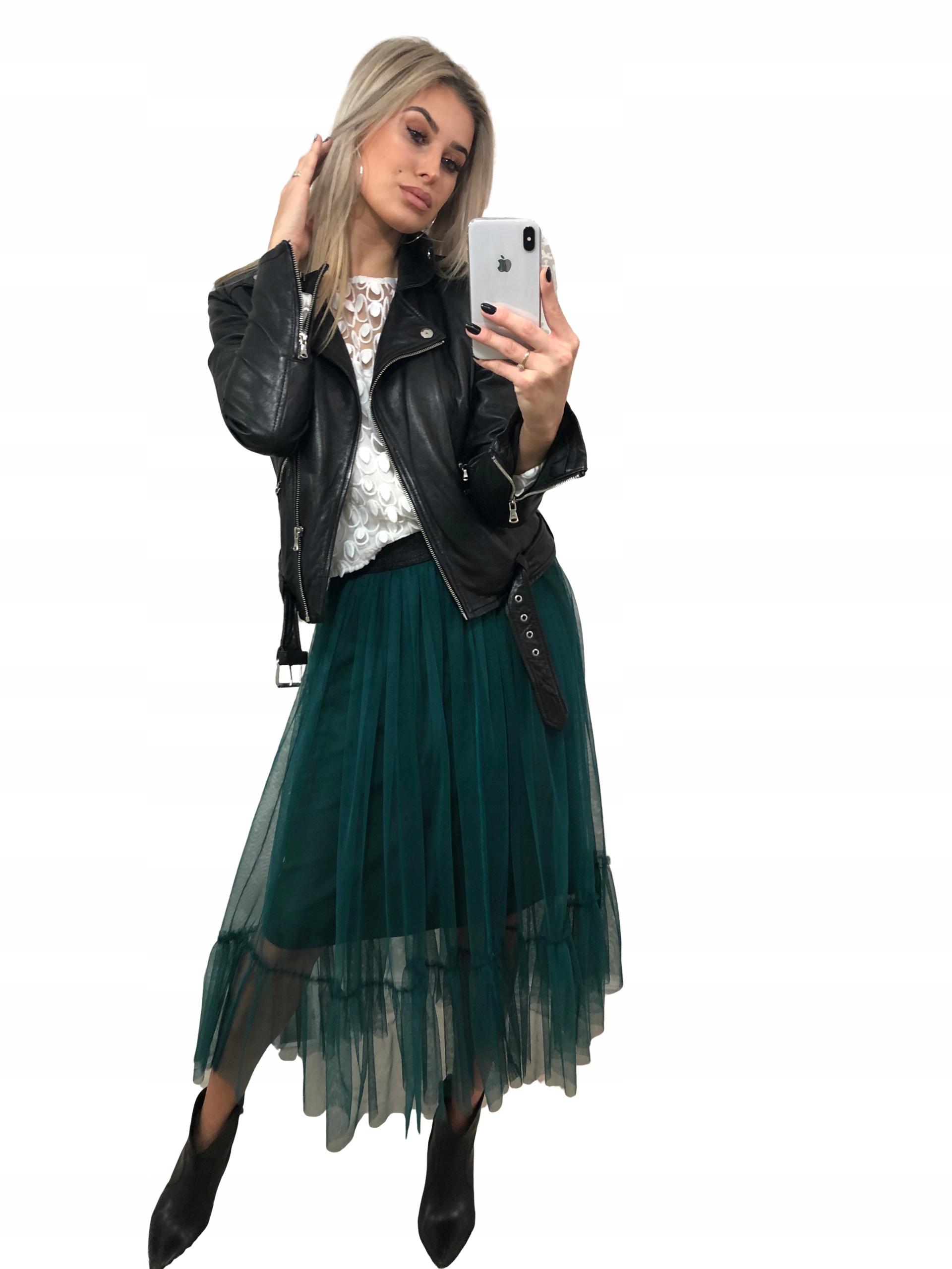 

Spódnica Tiulowa z falbanką. Zielona+ Gratis