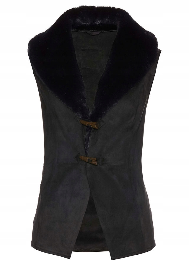 S1905 KAMIZELKA ZE SZTUCZNYM FUTERKIEM CZARNA R.42