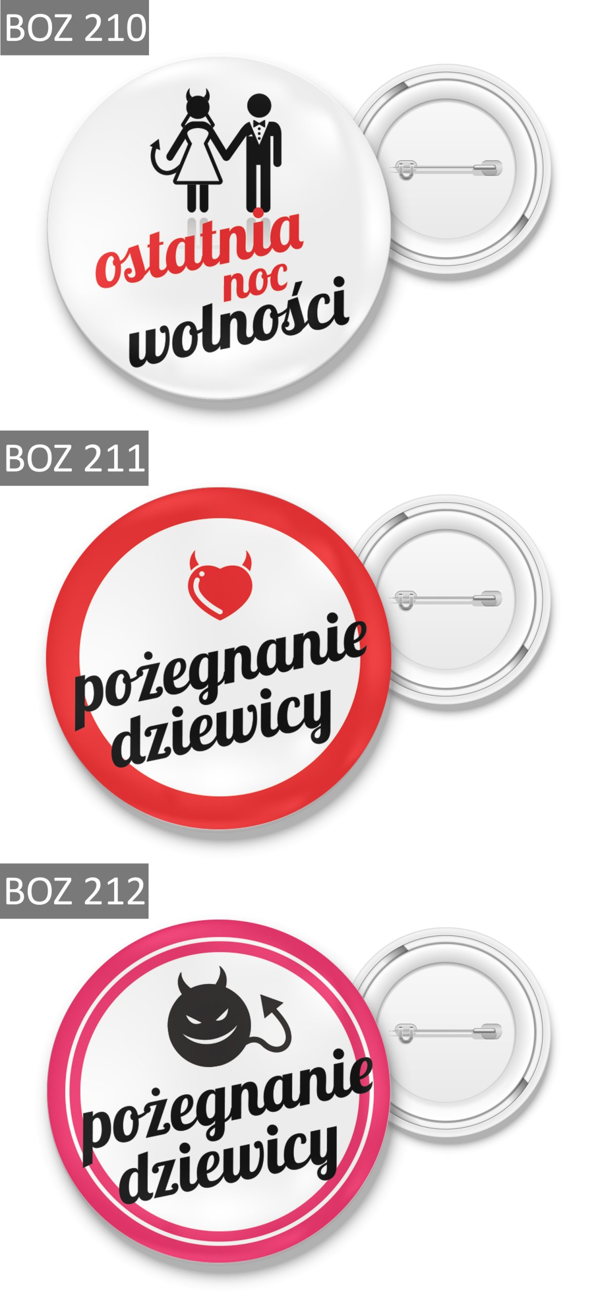 PRZYPINKA ŚLUB WIECZÓR PANIEŃSKI DUŻO WZORÓW 56 mm Cechy dodatkowe możliwość wykonania graweru/napisu