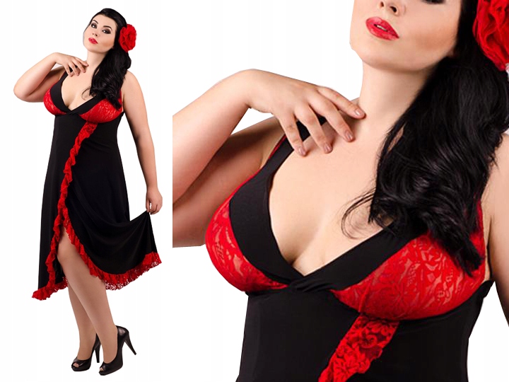

Długa koszulka nocna Plus Size Dzianinowa Roz-46