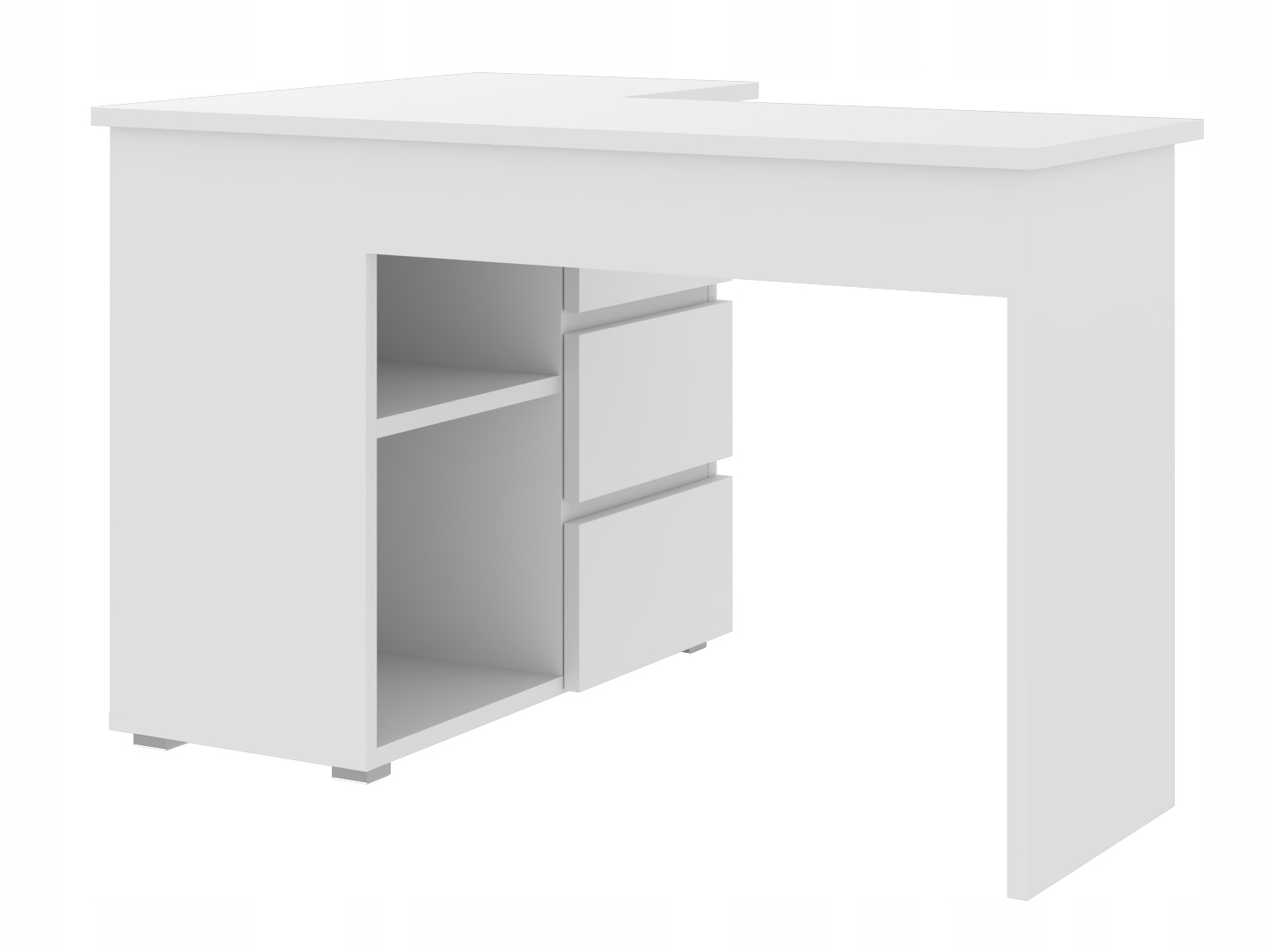 POJEMNE BIURKO NAROŻNE KOMPUTEROWE NEO BIAŁE 3SZ Kolor mebla biały