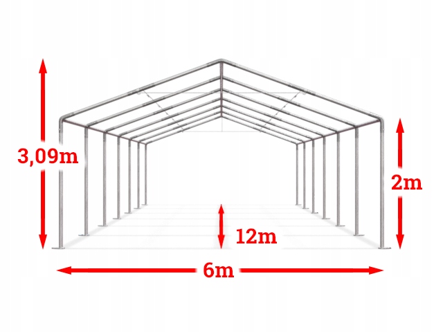 6x12m 2-3,09m Namiot imprezowy handlowy ogrodowy Liczba ścianek bocznych więcej niż 8 ścianek