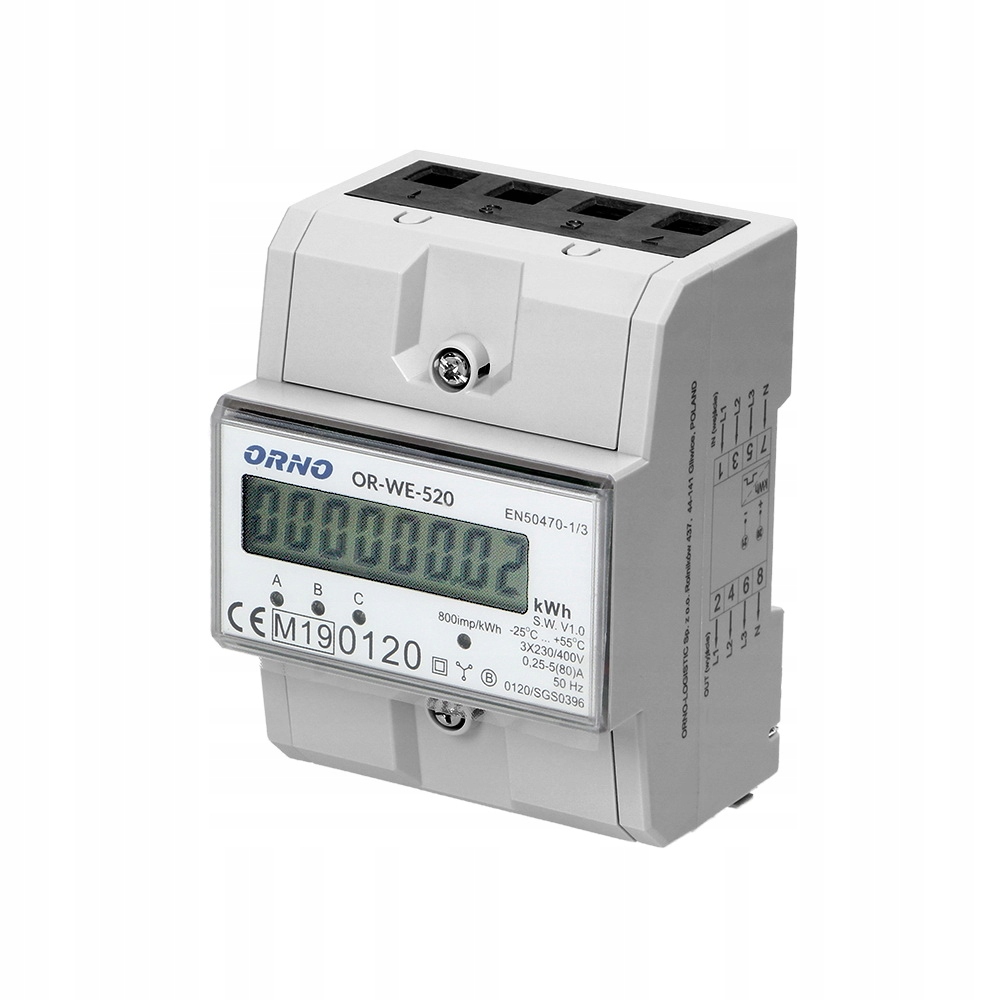 3-fázový elektroměr 80A Orno