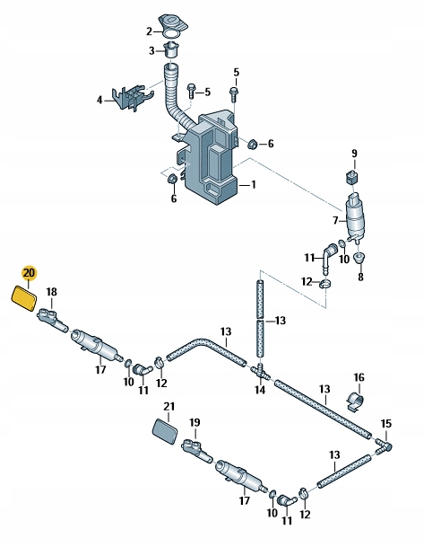 ZAŚLEPKA SPRYSKIWACZA VW Sharan 7N prawa Strona zabudowy przód