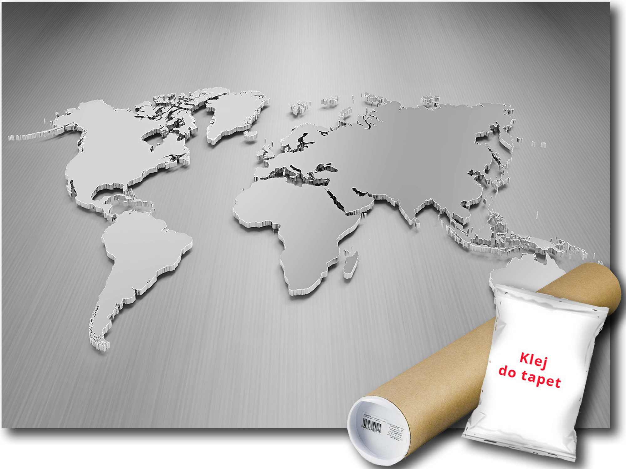 Fototapeta Vliesová Mapa Světa Kovová 3D 254x184