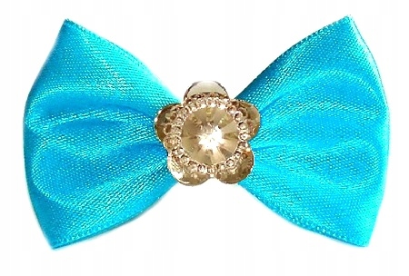 

Satynowe Kokardki Z Diamencikiem Spinka Turkus