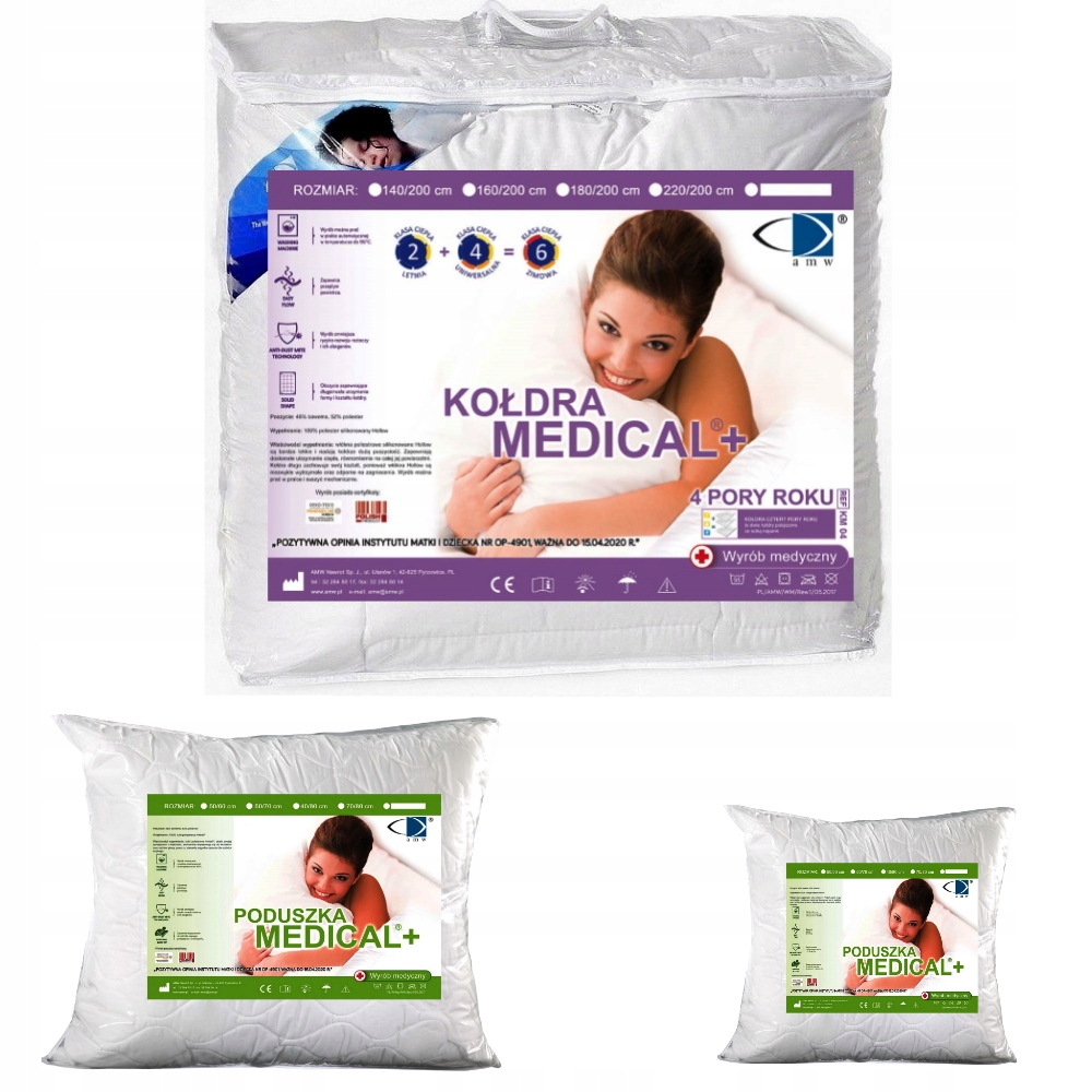 

Kołdra Medical 4 Pory Roku 140/200+70/80+40/40 Amw
