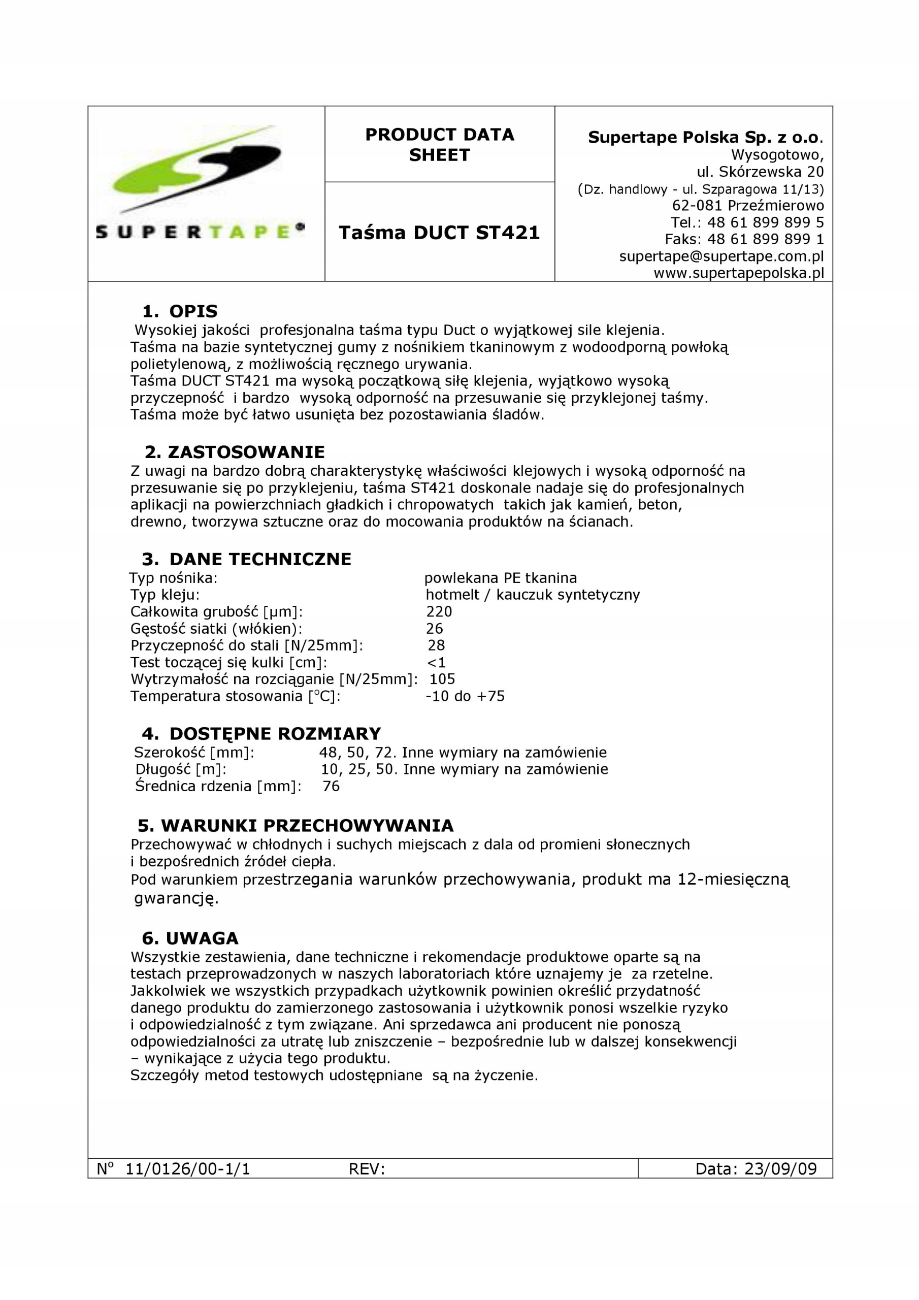 EKSTRA MOCNA GRUBA TAŚMA NAPRAWCZA DUCT 50mmx50m Kod producenta DUCT WHITE ST421