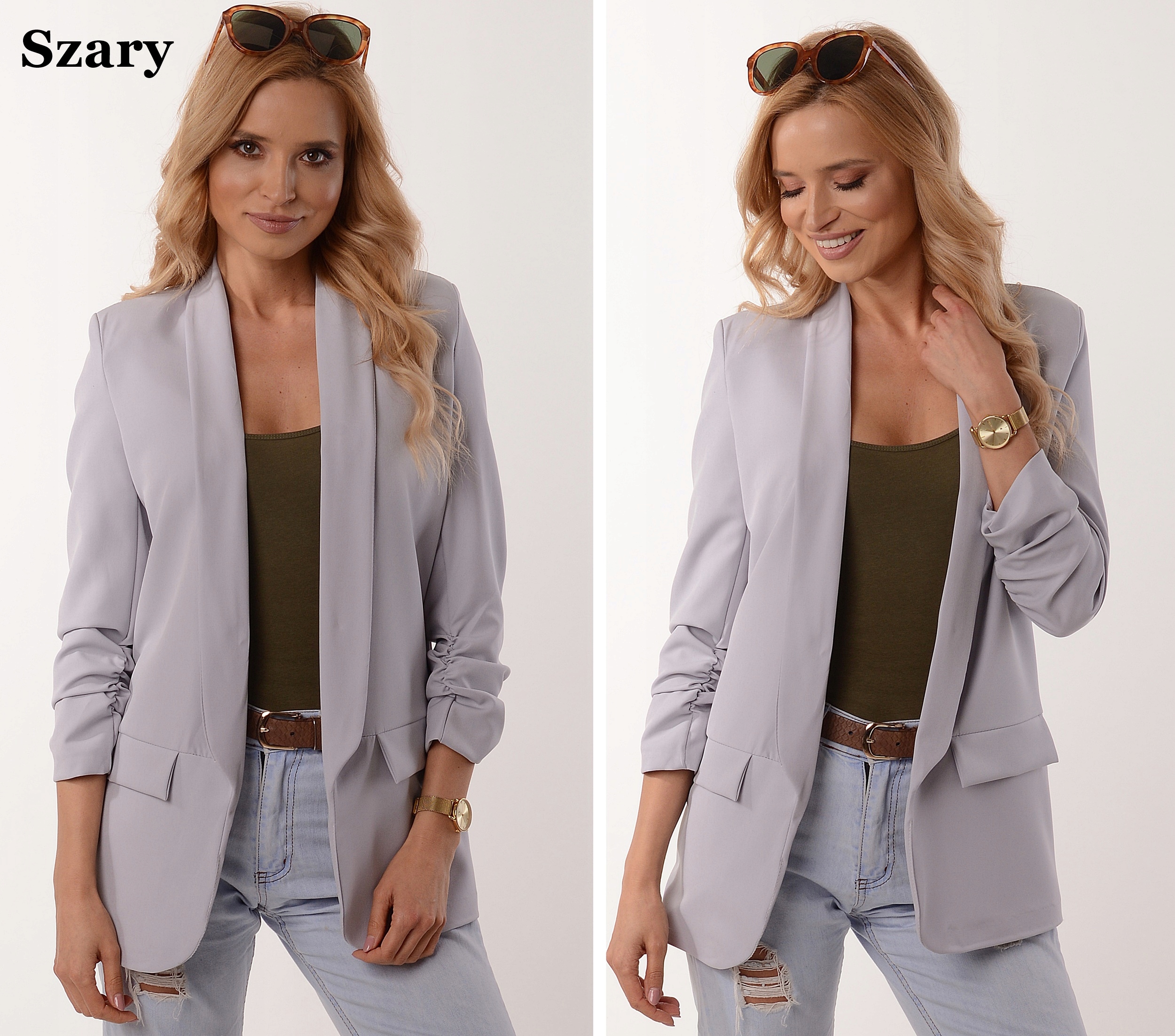 Elegancka MARYNARKA ŻAKIET klapy KOLORY Z1 L/40 Marka Alur