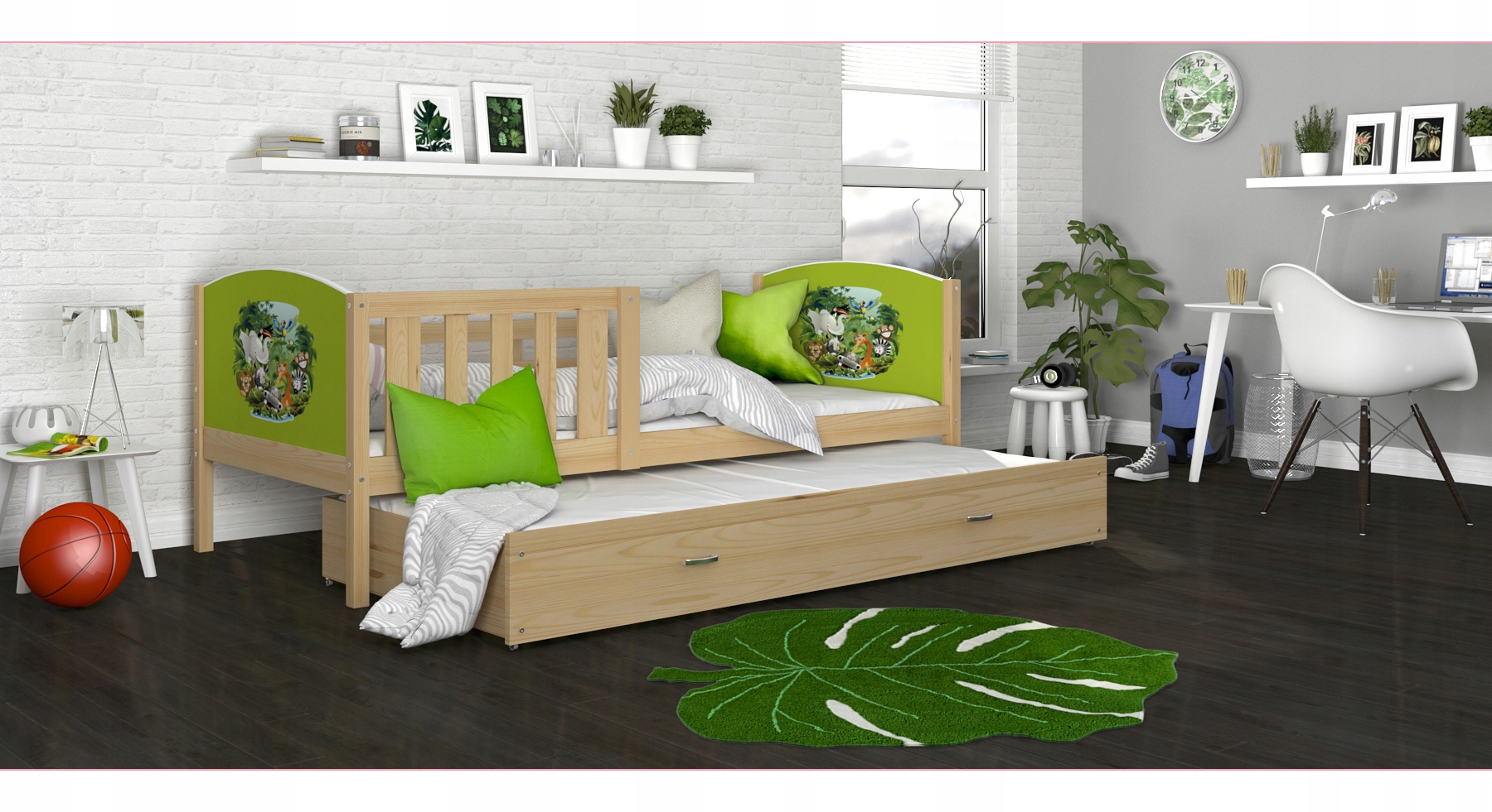 Łóżko piętrowe dla dzieci TAMI P2 rozsuwane drewno Marka inna