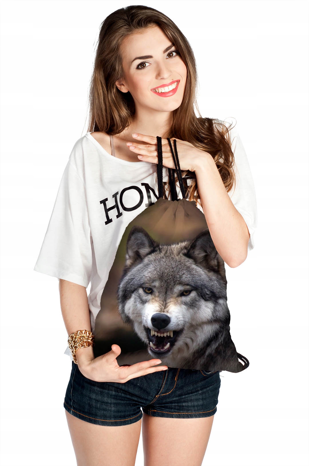 WOREK PLECAK OSTRY WILK SZKOŁA NADRUK PLAŻA Marka bez marki