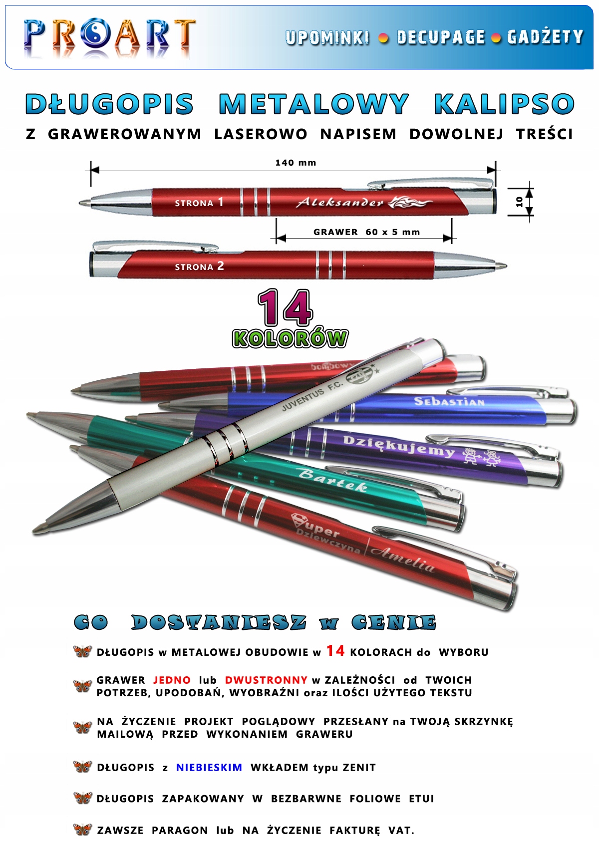 DŁUGOPIS Metal Dzień Chłopaka Nauczyciela KALIPSO od 1 sztuki EAN (GTIN) 5905179620699