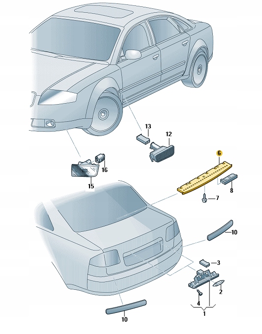 TRZECIE ŚWIATŁO STOP AUDI A6 C6 4F NOWE ORYGINAŁ Rodzaj lampy dedykowana
