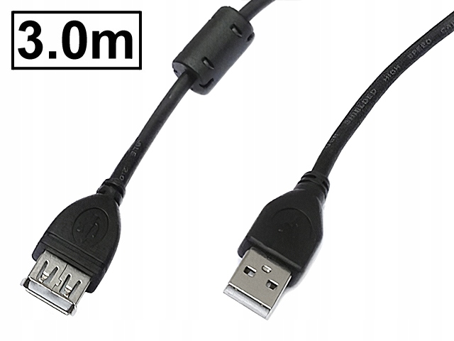

Przedłużacz USB2.0 A/wtyk-A/gniazdo Hq ferryt 3m