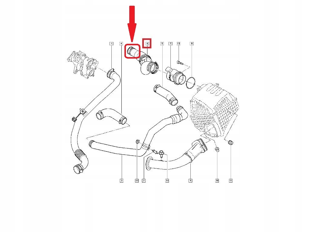 RURA WAZ FILTRA POWIETRZA RENAULT LAGUNA II 1 9DCI Part number 2506700013374