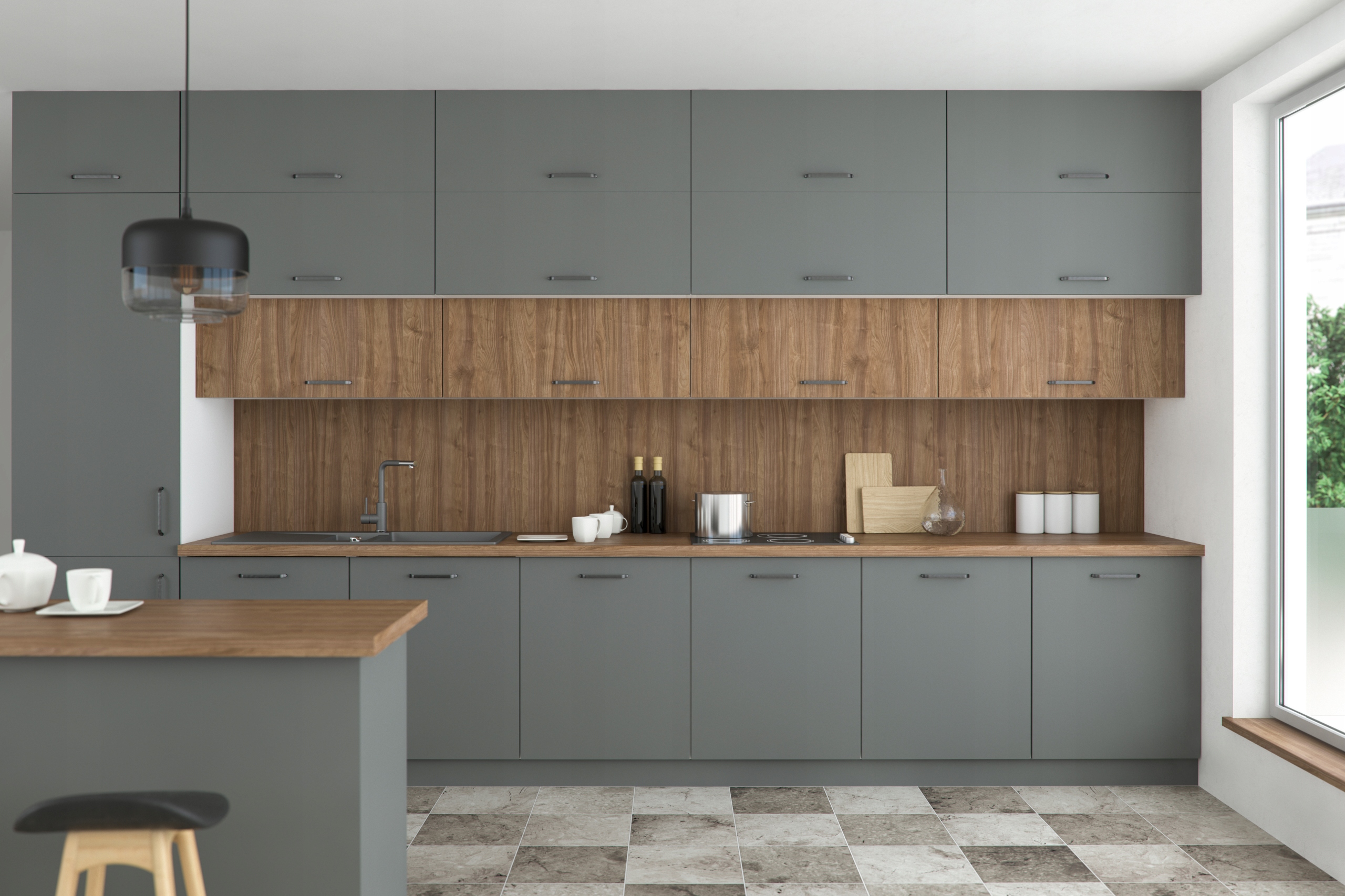 ZESTAW SZAFEK KUCHENNYCH SIMPLE C. SZARY MAT