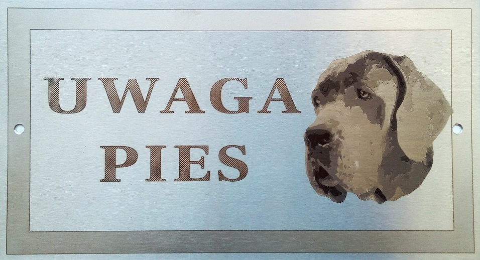

Tabliczka nierdzewna - Uwaga Pies - Dog niemiecki