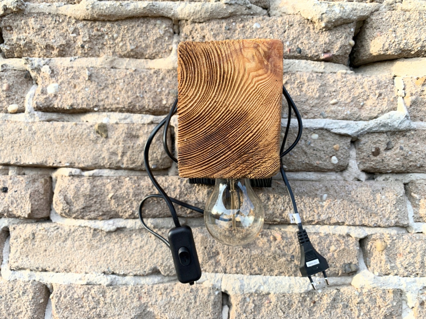 Kinkiet drewniany lampa loft scienna z przewodem Marka inna