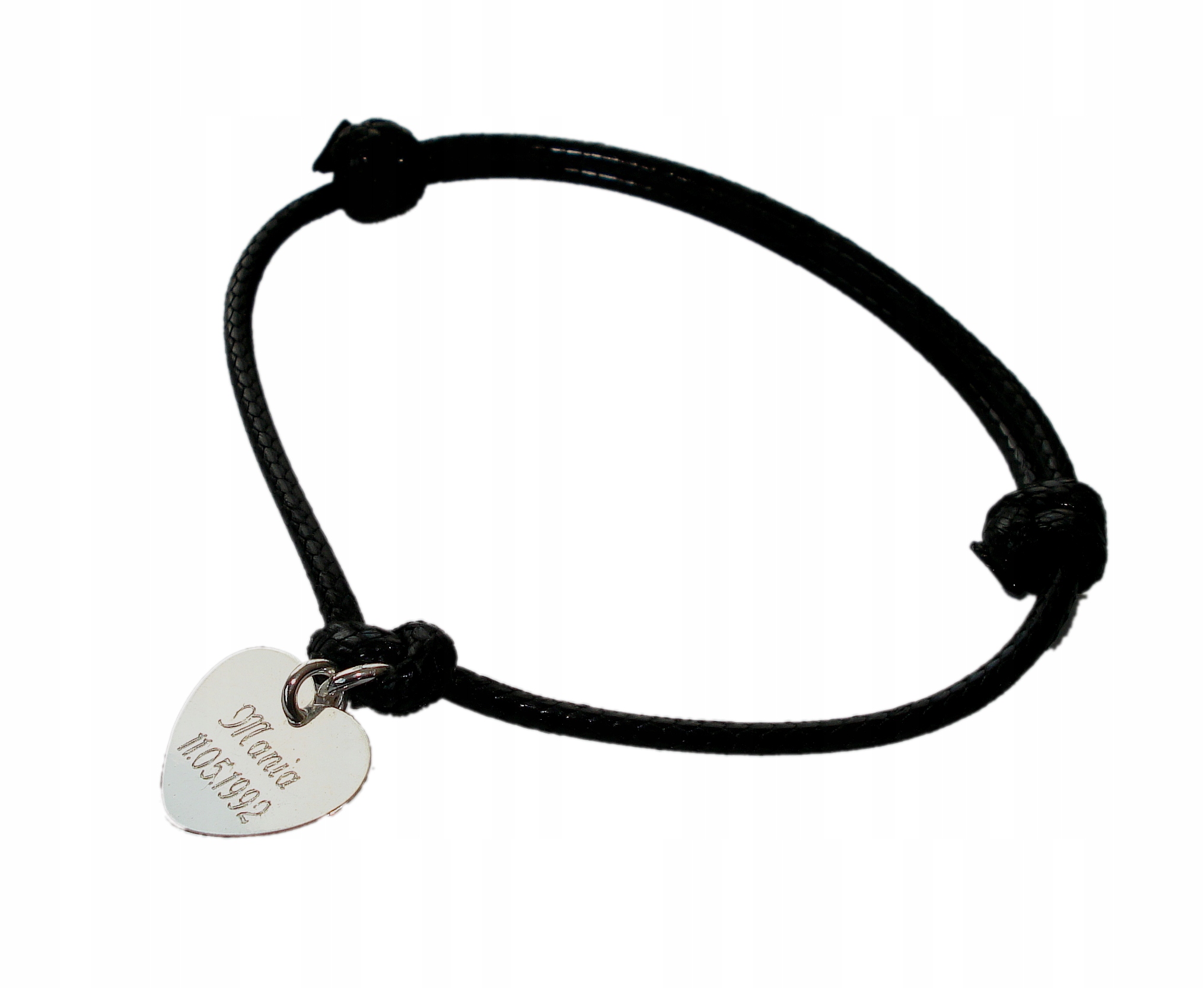 

Bransoletka sznurkowa serce Grawer Srebro 925