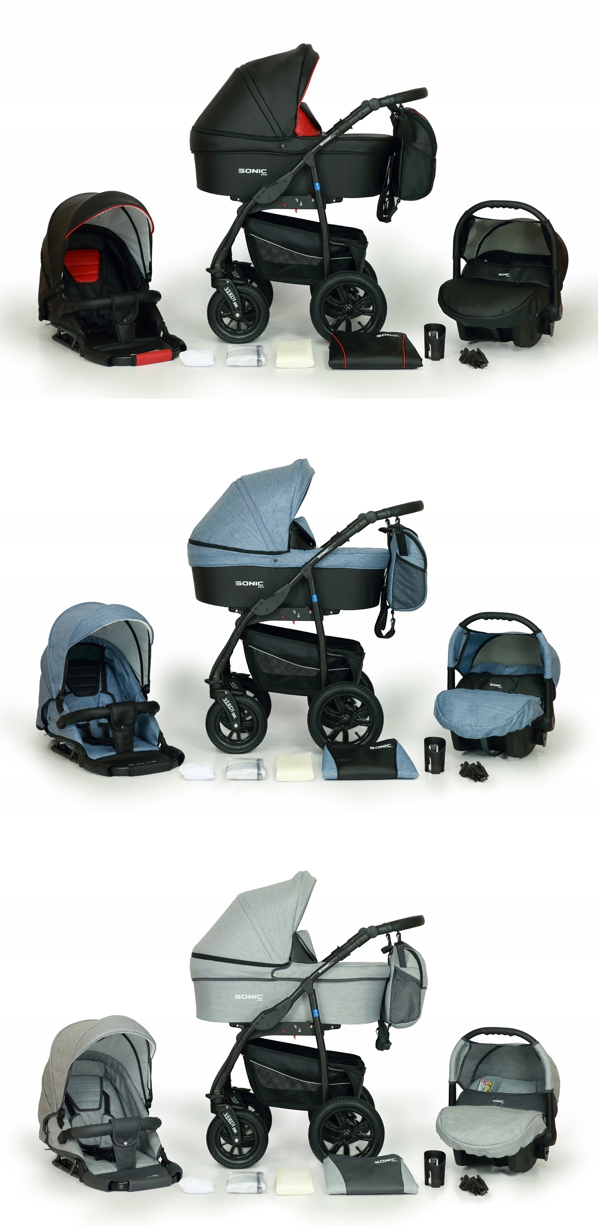 WÓZEK DZIECIĘCY VERDI SONIC PLUS 3W1+ AKCESORIA Rodzaj kół Pompowane