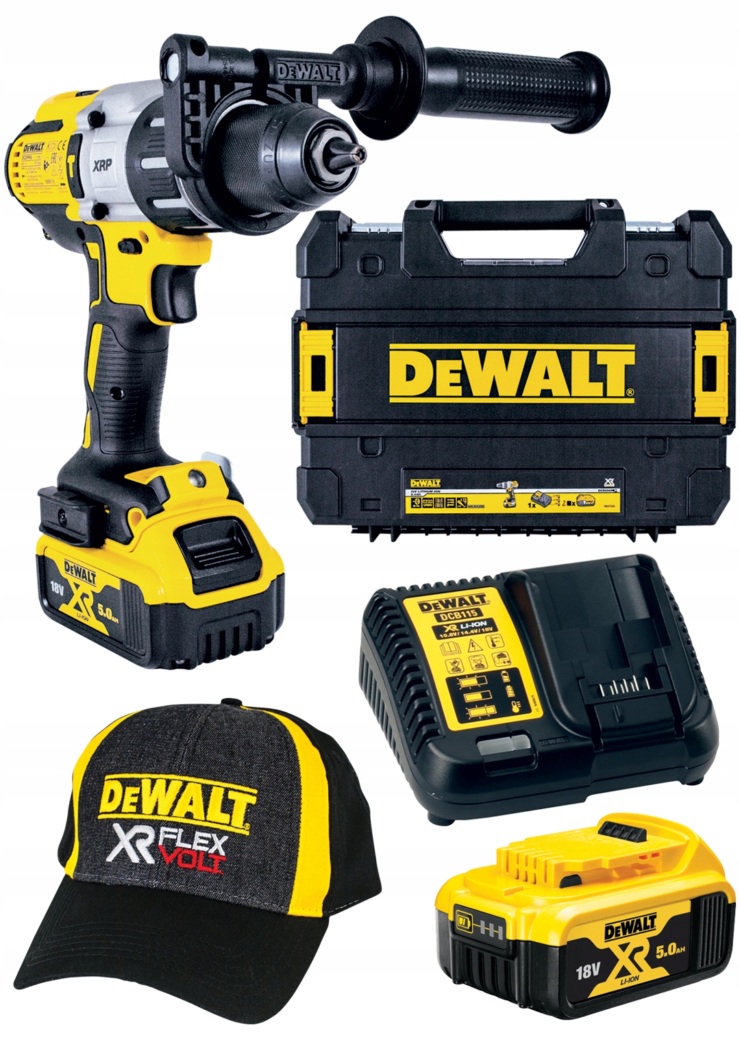Aku Šroubovák Dewalt DCD996P2 příklep 18V 2x5Ah 95N Bl bonus čepice