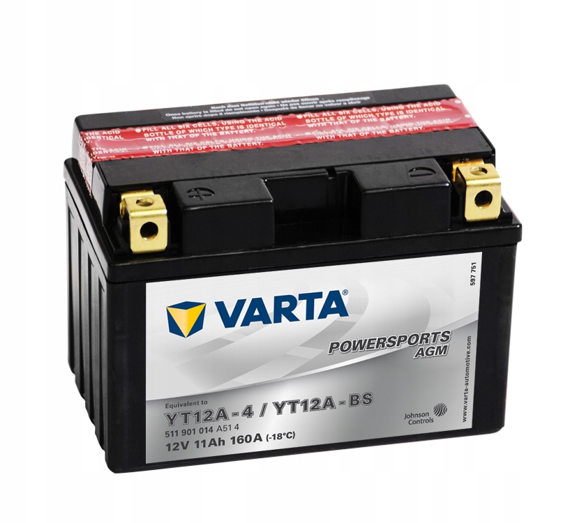 Motobatéria Varta YT12A-BS, 11Ah, 12V, 160A