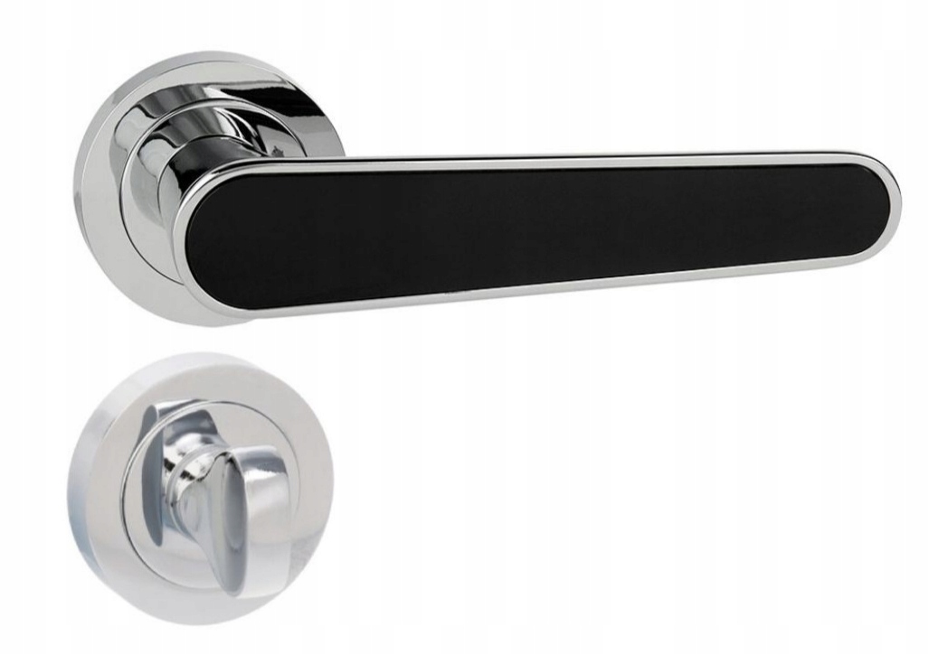 Klika Prima chrom/černá se spodními rozetami pro Wc