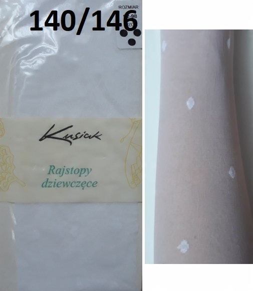 

Rajstopy dziecięce białe 140/146 lycra w Groszki