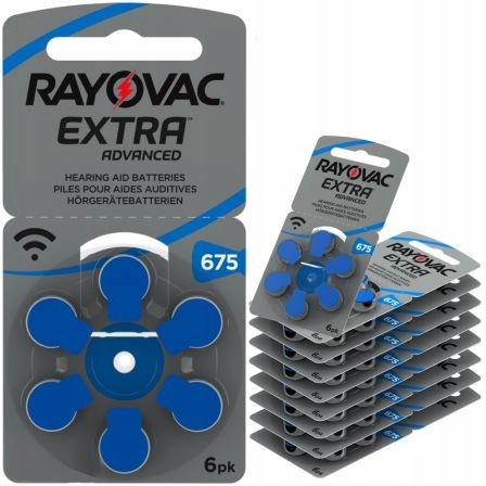 

60x Baterie słuchowe Rayovac Extra 675 PR44