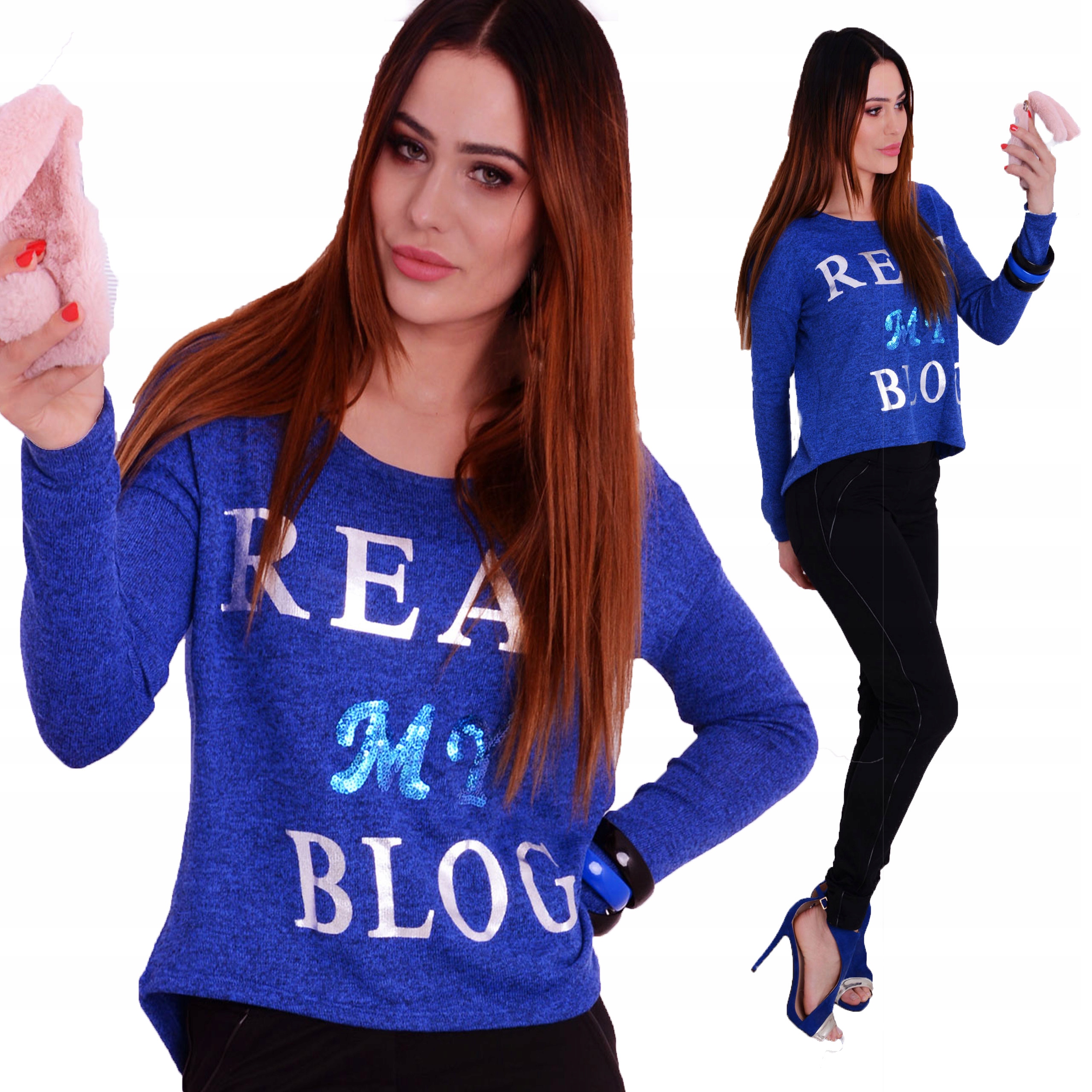 

Markowy Luźny Sweterek Szafir Oversiz Blog 640