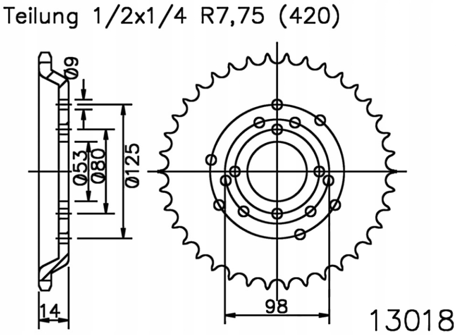 Zadní ozubení 420 Esjot 44Z Derbi Fenix 50 94-96