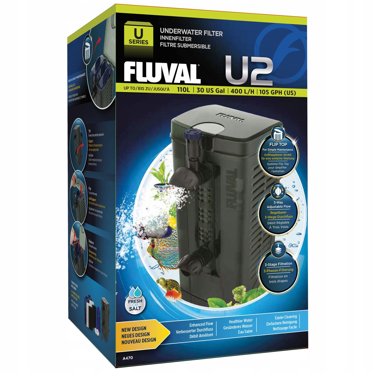 Levně Fluval U2 vnitřní filtr houbový, biologický, mechanický do 110L