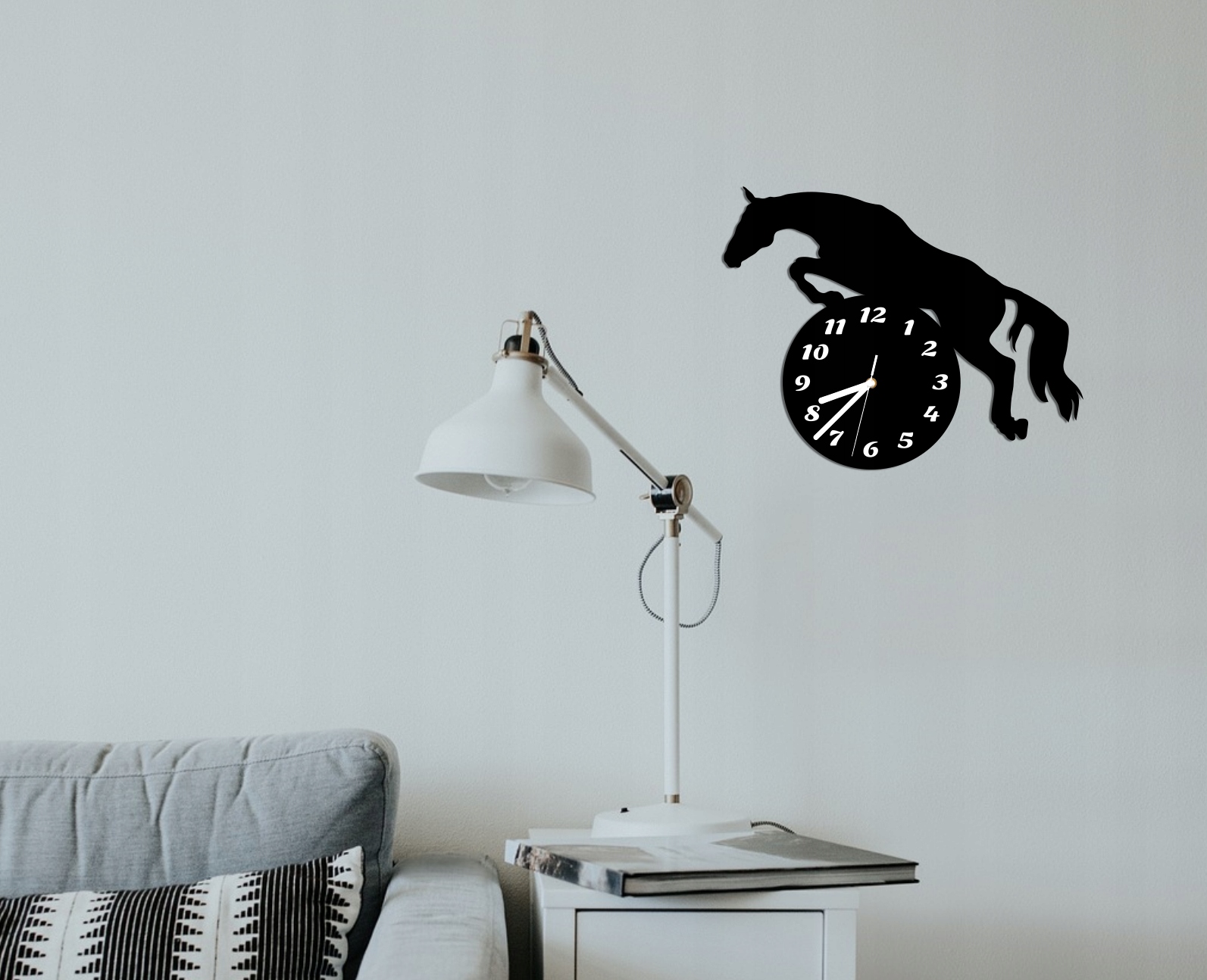 duży zegar ścienny koniem koń konie cichy NOWOŚĆ Zasilanie baterie