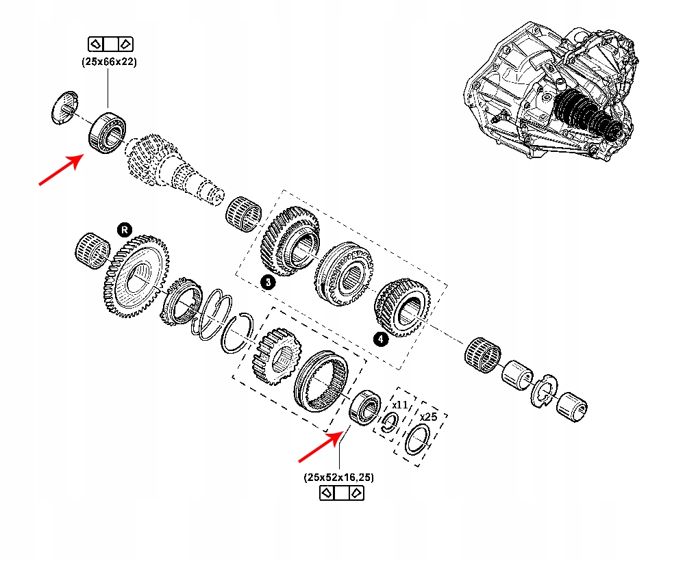 ŁOŻYSKA SKRZYNI BIEGÓW PK6 PF6 RENAULT TRAFIC III Typ samochodu Samochody dostawcze Samochody osobowe