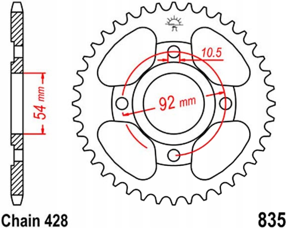 Zadní ozubené kolo Jt R835 44-50Z Yamaha Rd 125 LC