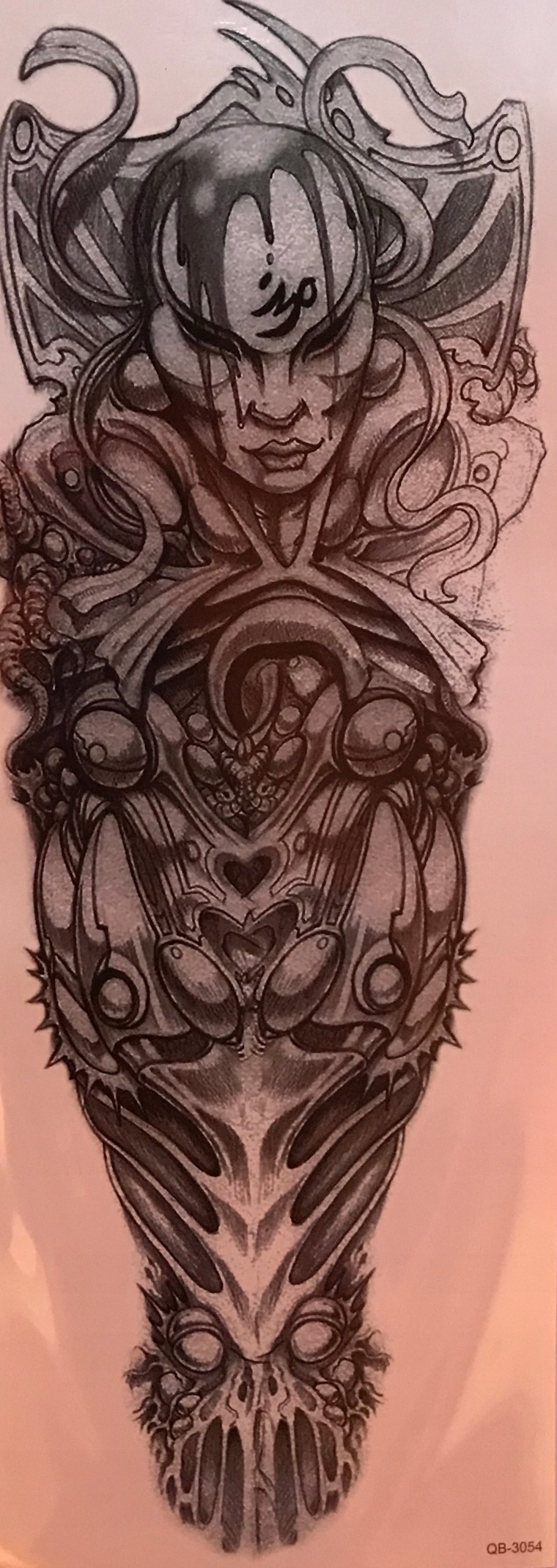 Tatuaż RĘKAW zmywalny WODNY tymczasowy wzór twarz NINJA DUŻY SMOK 25