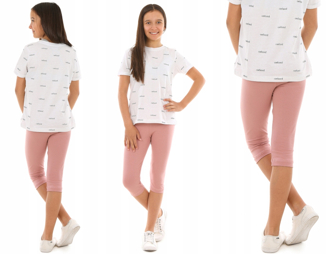 

Legginsy 3/4, rybaczki 128-134 Kropek Brudny Róż