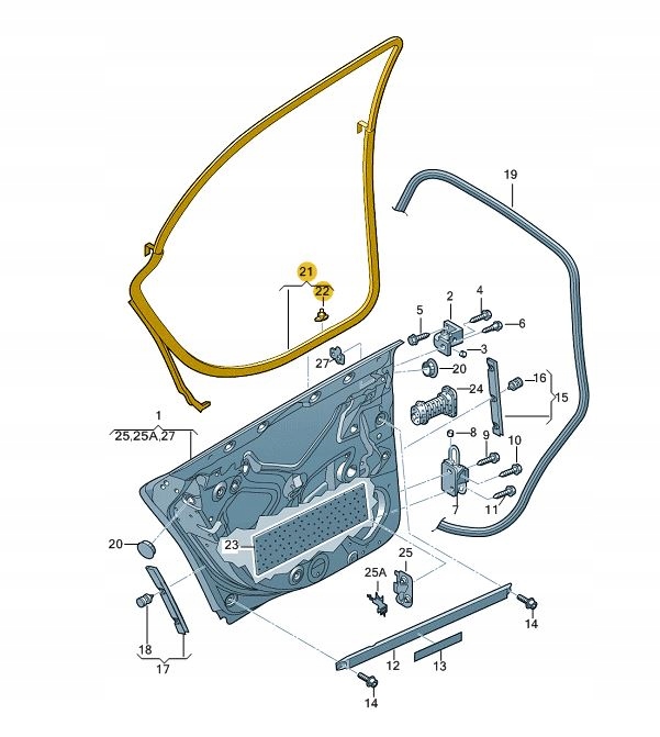 USZCZELKA ZEWNETRZNA DRZWI TYL AUDI A4 B6 B7 LEWA Part number 8E0839911N