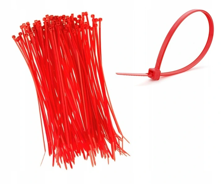 100 X CZERWONE OPASKI ZACISKOWE TRYTKI 3,6X300