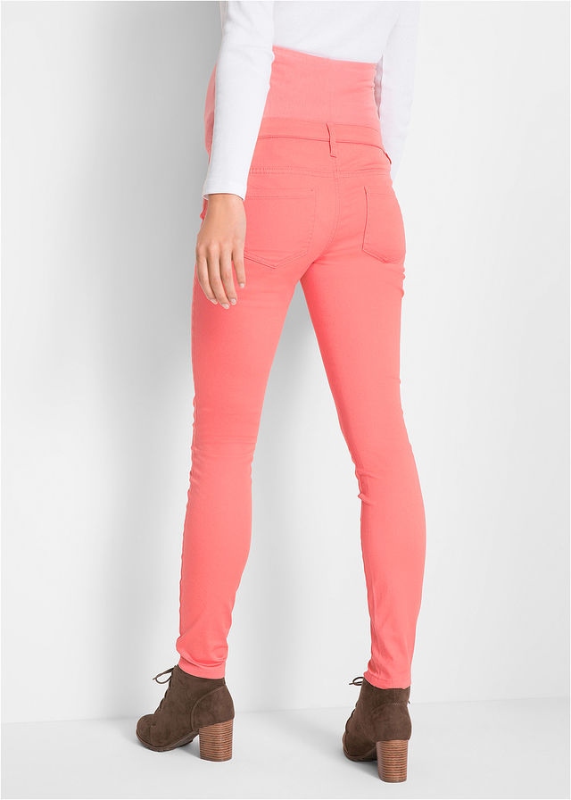 E2_SPODNIE CIĄŻOWE JEANSY KORALOWE Z PASEM_46/48 Rozmiar 46