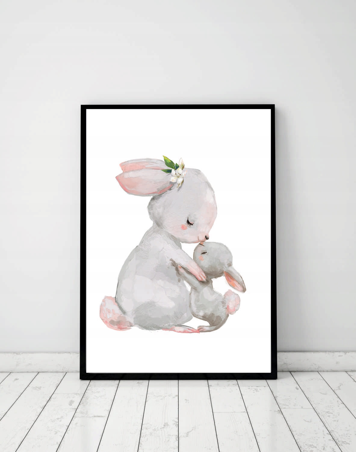 

Plakat dla dzieci króliczek i jego mama