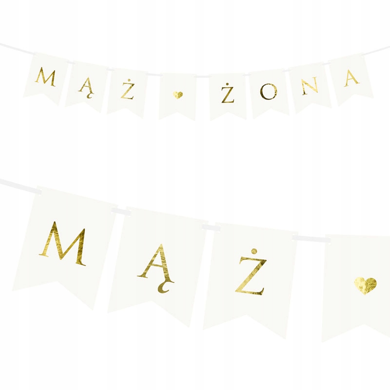 

Baner Biały Mąż Żona Złote Napisy Ślub Wesele