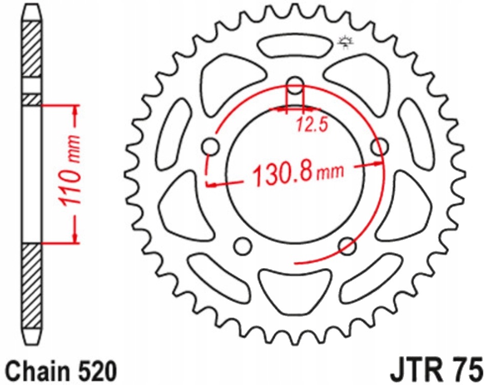 Zadní ozubené kolo JTR75 42-45Z Bmw S 1000 R Abs 13-18
