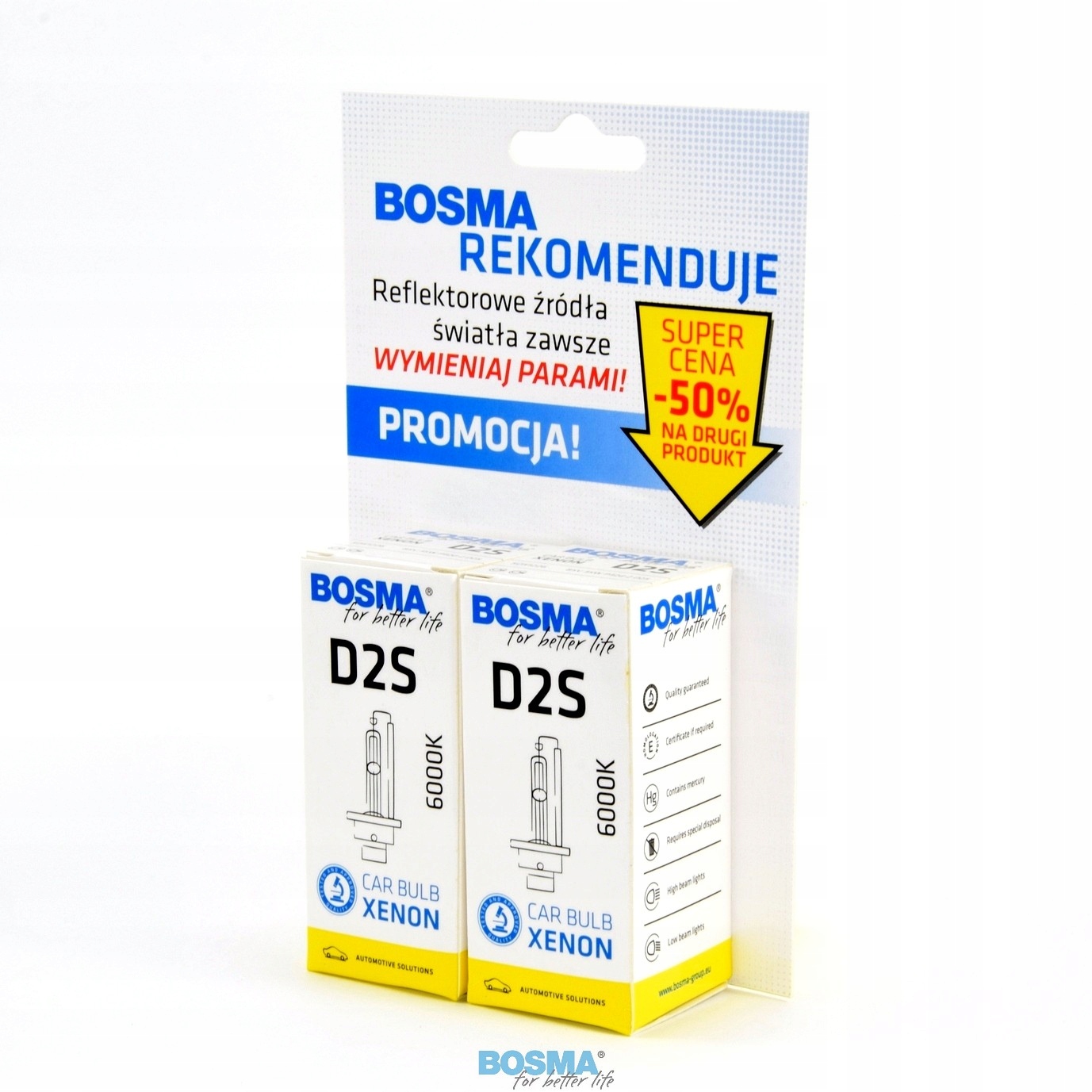 

Żarówka żarnik Bosma D2S 85V/35W Xenon 6000K 2SZT