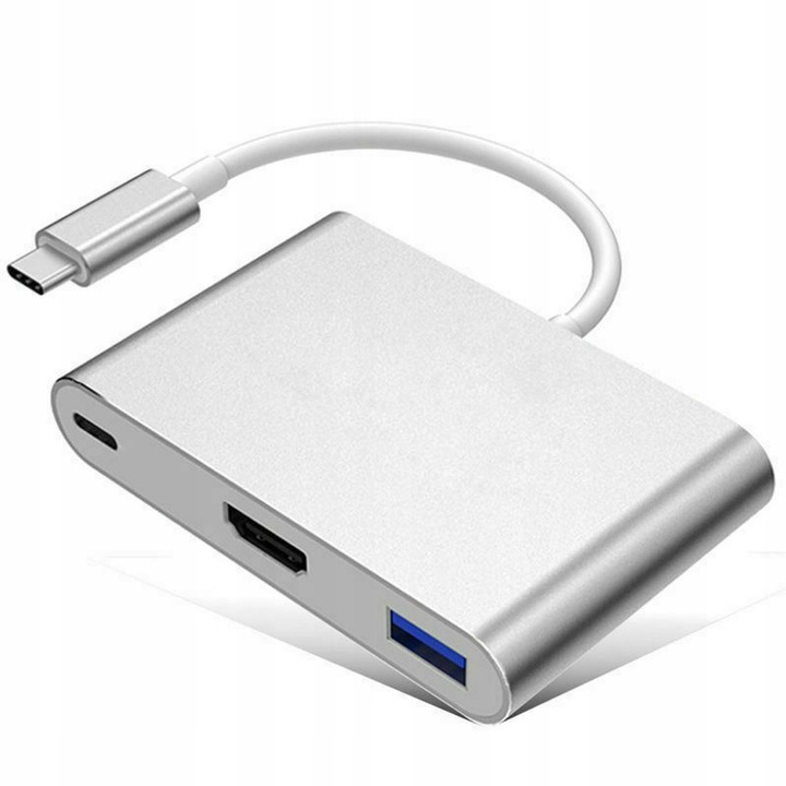 

Przejściówka Adapter Usb-c Hdmi 4K Usb 3.0 Hub 3w1