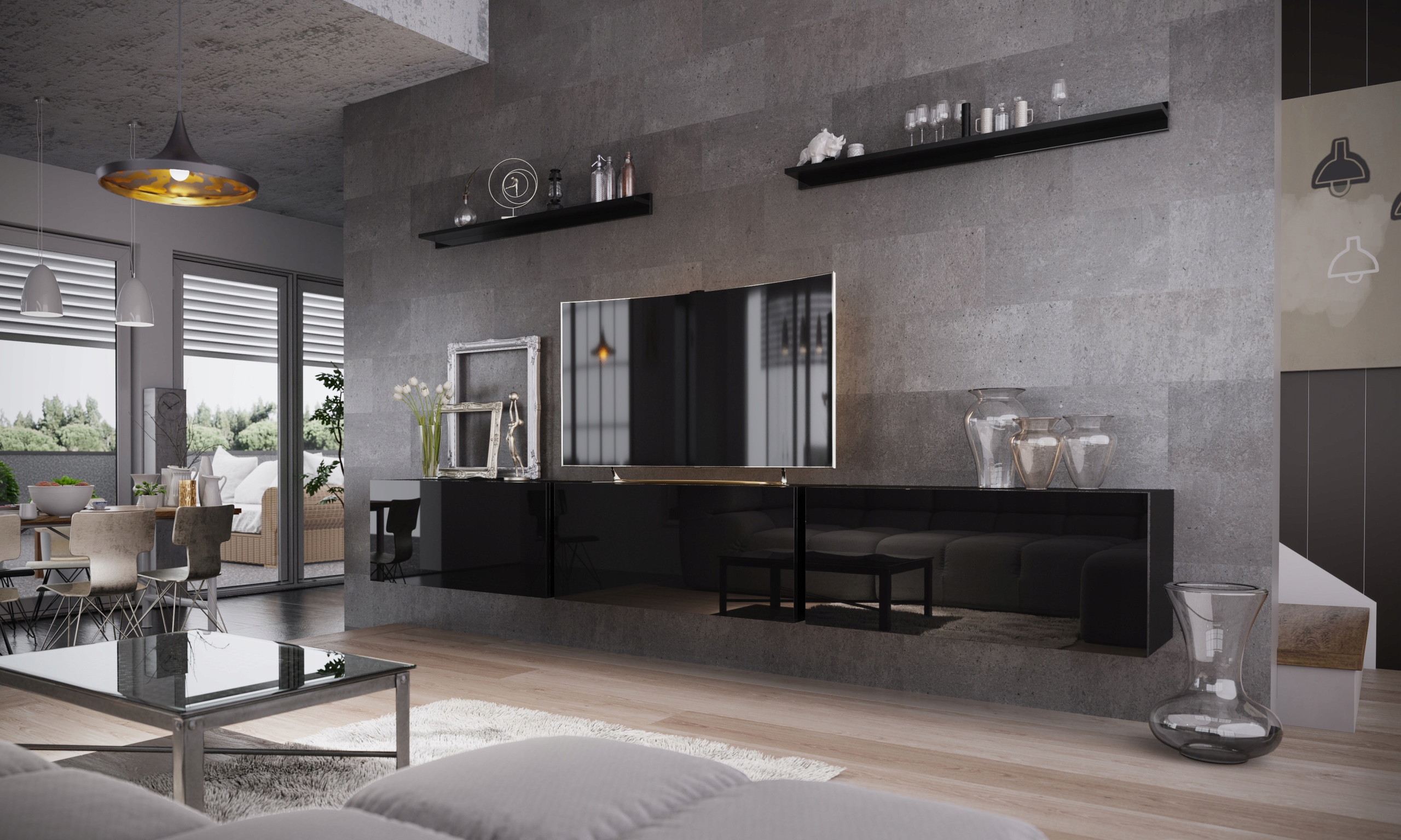 Meblościanka SPARTA / biały połysk / duży zestaw Kolor frontów biały