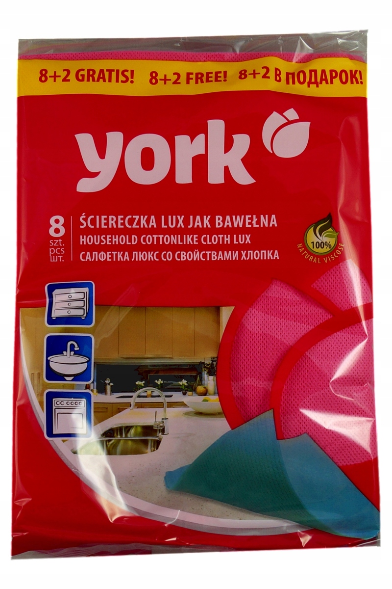 

Ściereczki York Lux uniwersalne różowe 8+2 gratis